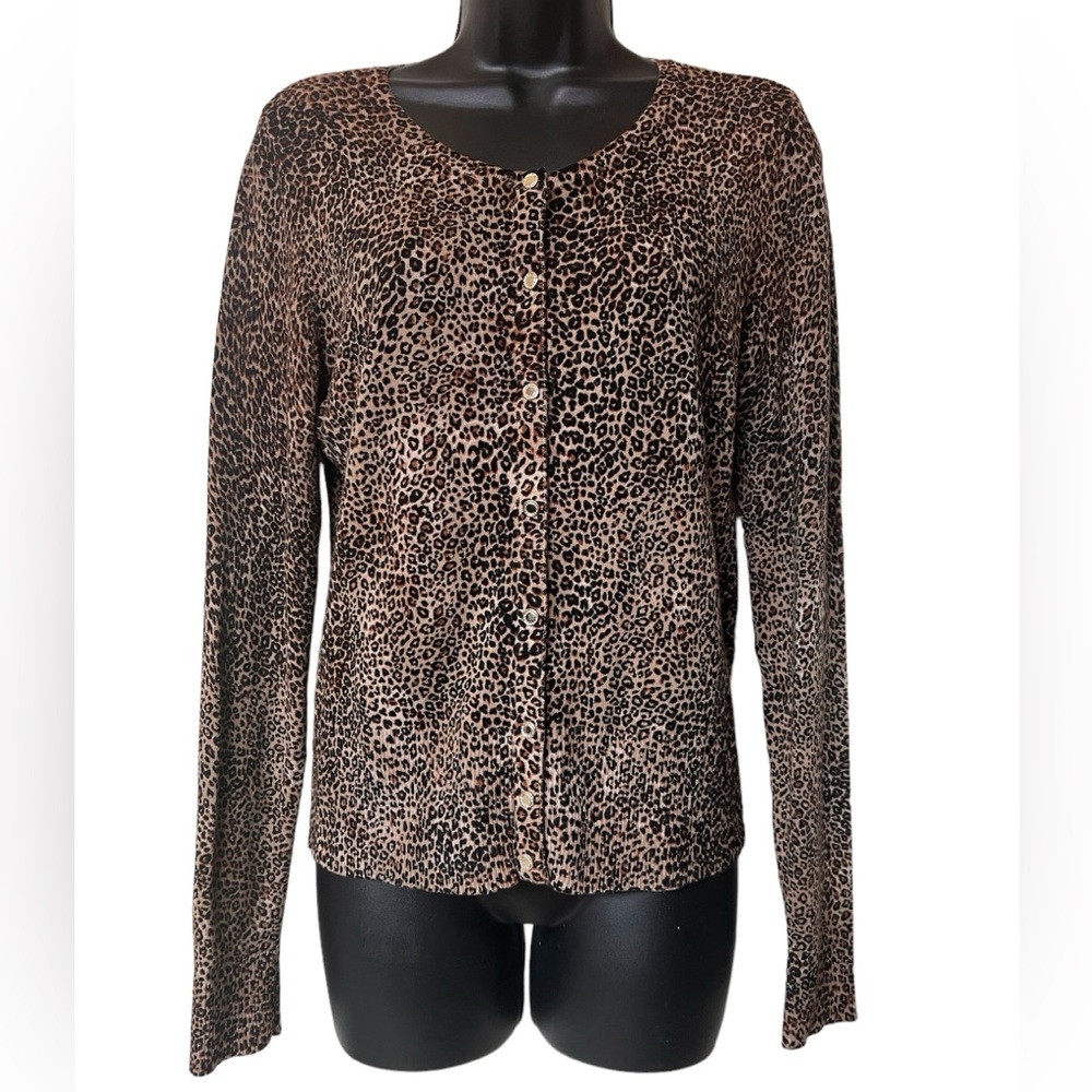 Cheetah print WHBM dressy cardigan sweater Sz M White House black market